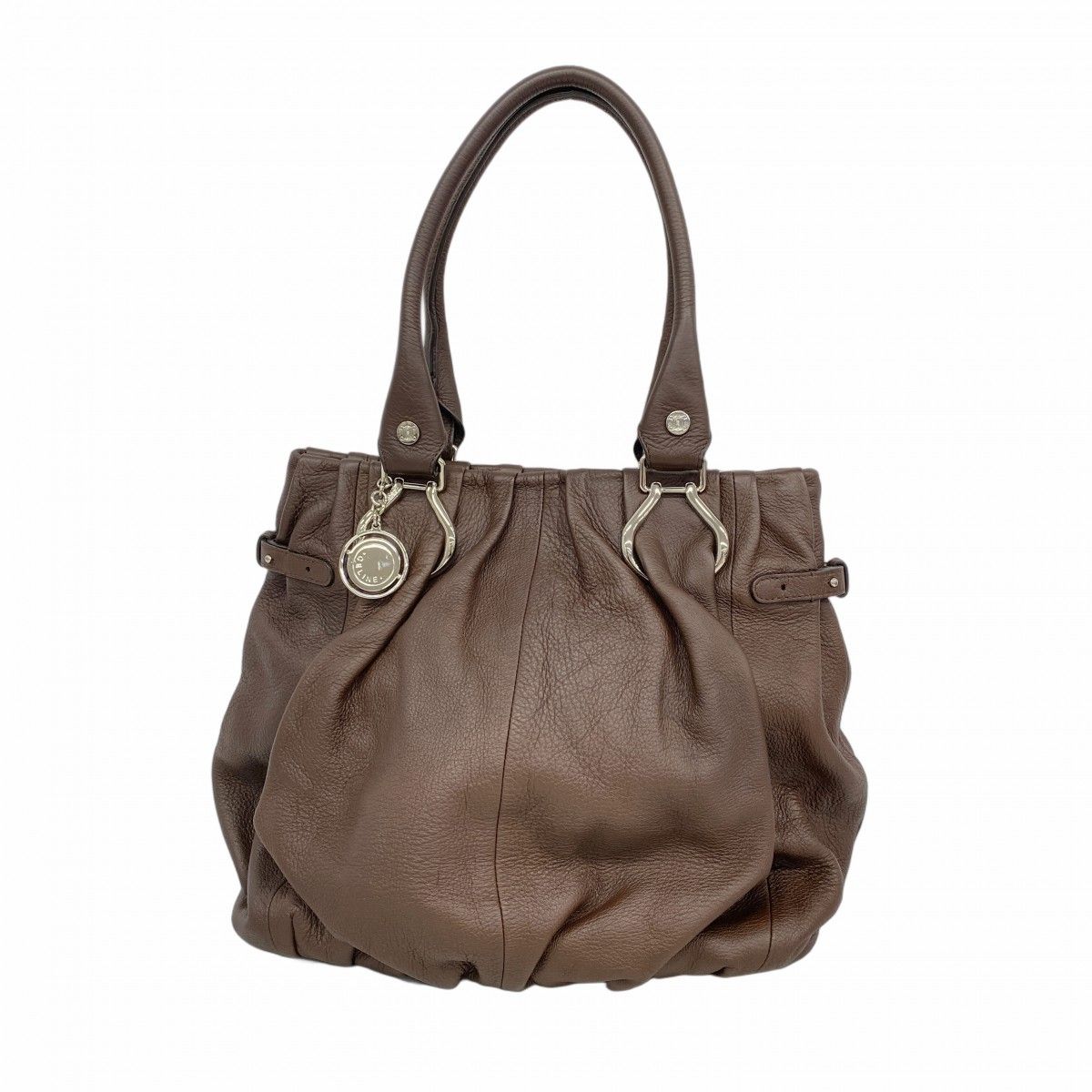 Celine Tote Pillow Leather Brown Silver