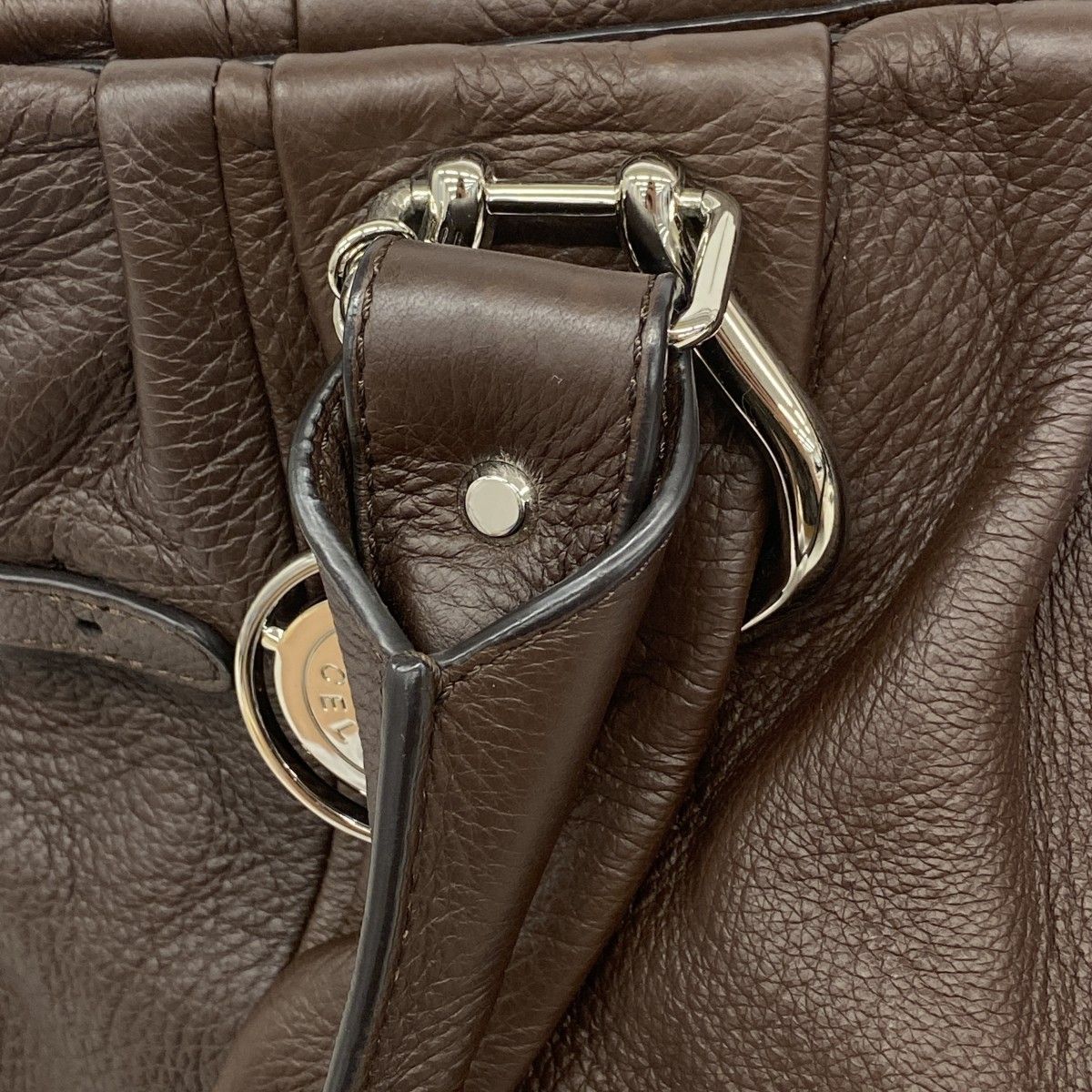 Celine Tote Pillow Leather Brown Silver — view 8