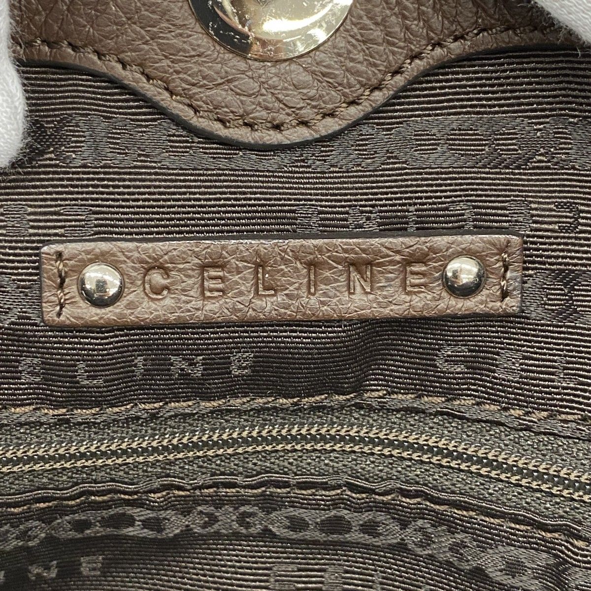Celine Tote Pillow Leather Brown Silver — view 5