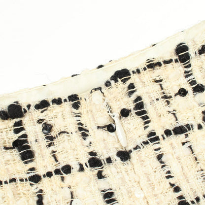 Chanel Skirt CC Logo Tweed Check Sequin Wool Vintage — view 7