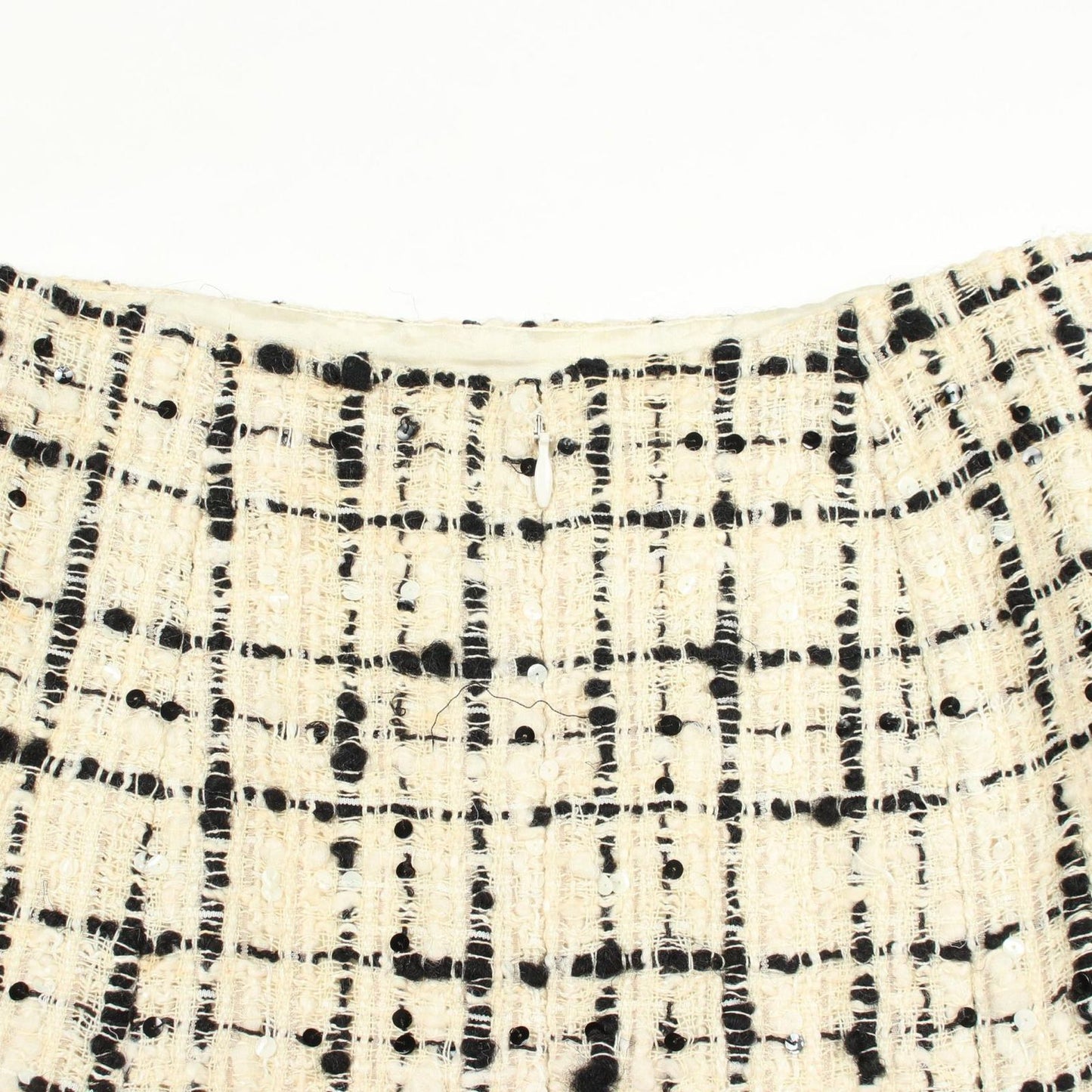 Chanel Skirt CC Logo Tweed Check Sequin Wool Vintage — view 5