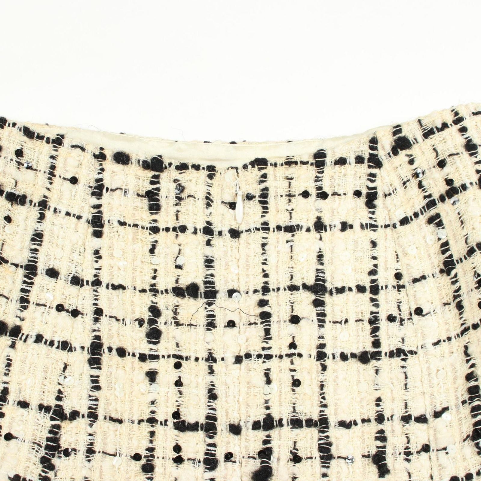 Chanel Skirt CC Logo Tweed Check Sequin Wool Vintage — view 5