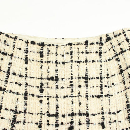 Chanel Skirt CC Logo Tweed Check Sequin Wool Vintage — view 5