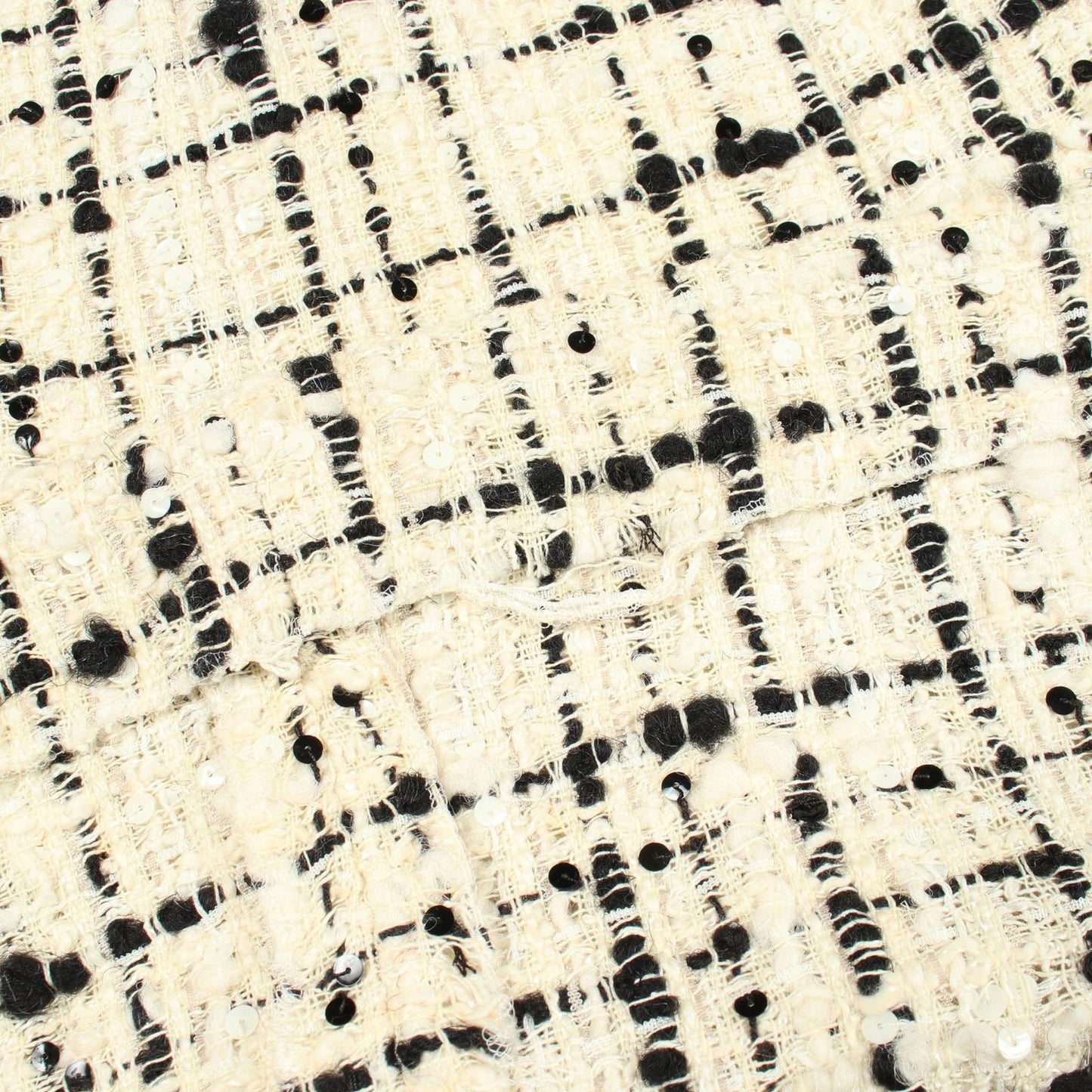 Chanel Skirt CC Logo Tweed Check Sequin Wool Vintage — view 6
