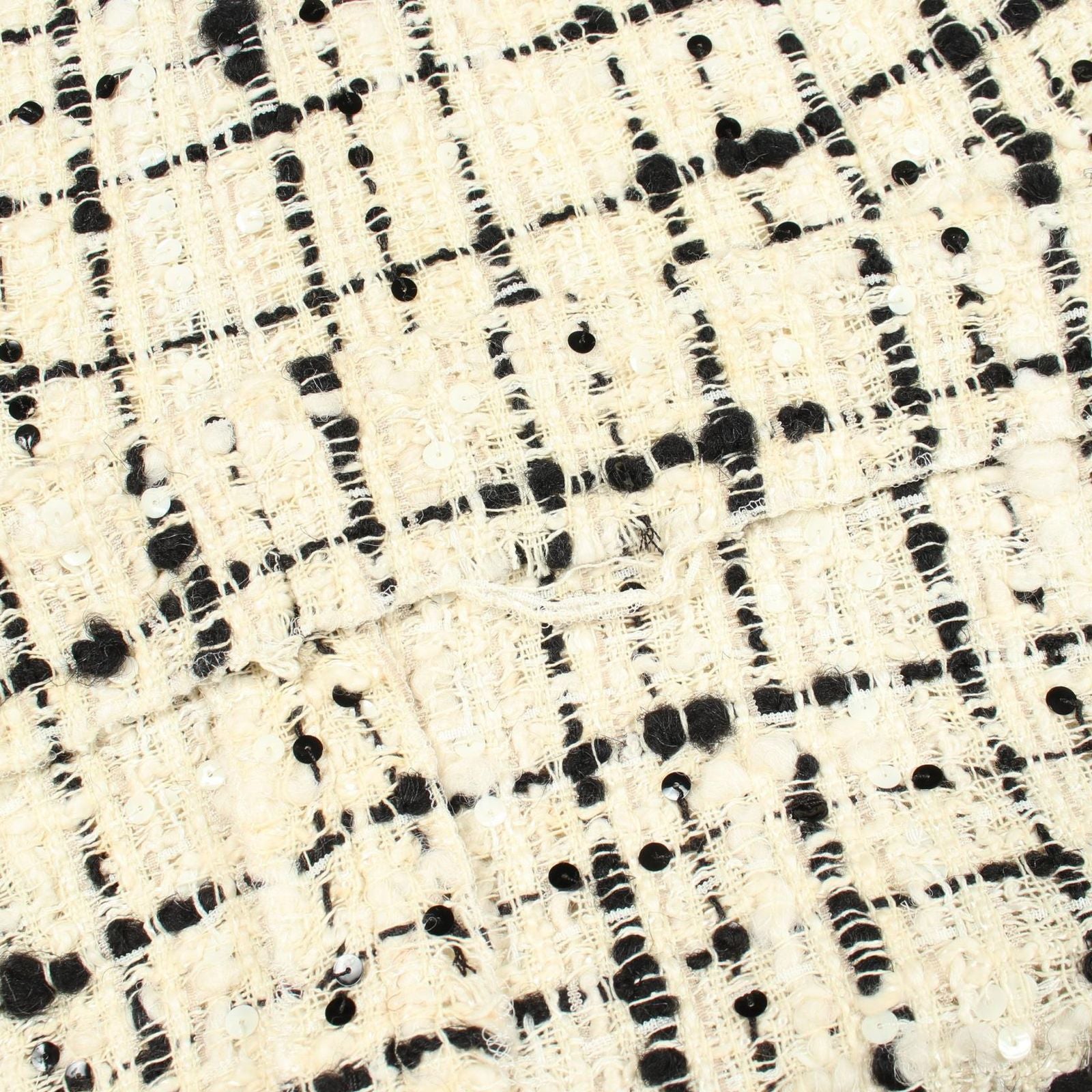 Chanel Skirt CC Logo Tweed Check Sequin Wool Vintage — view 6