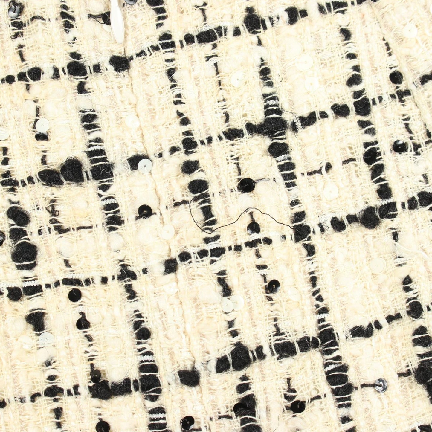 Chanel Skirt CC Logo Tweed Check Sequin Wool Vintage — view 8