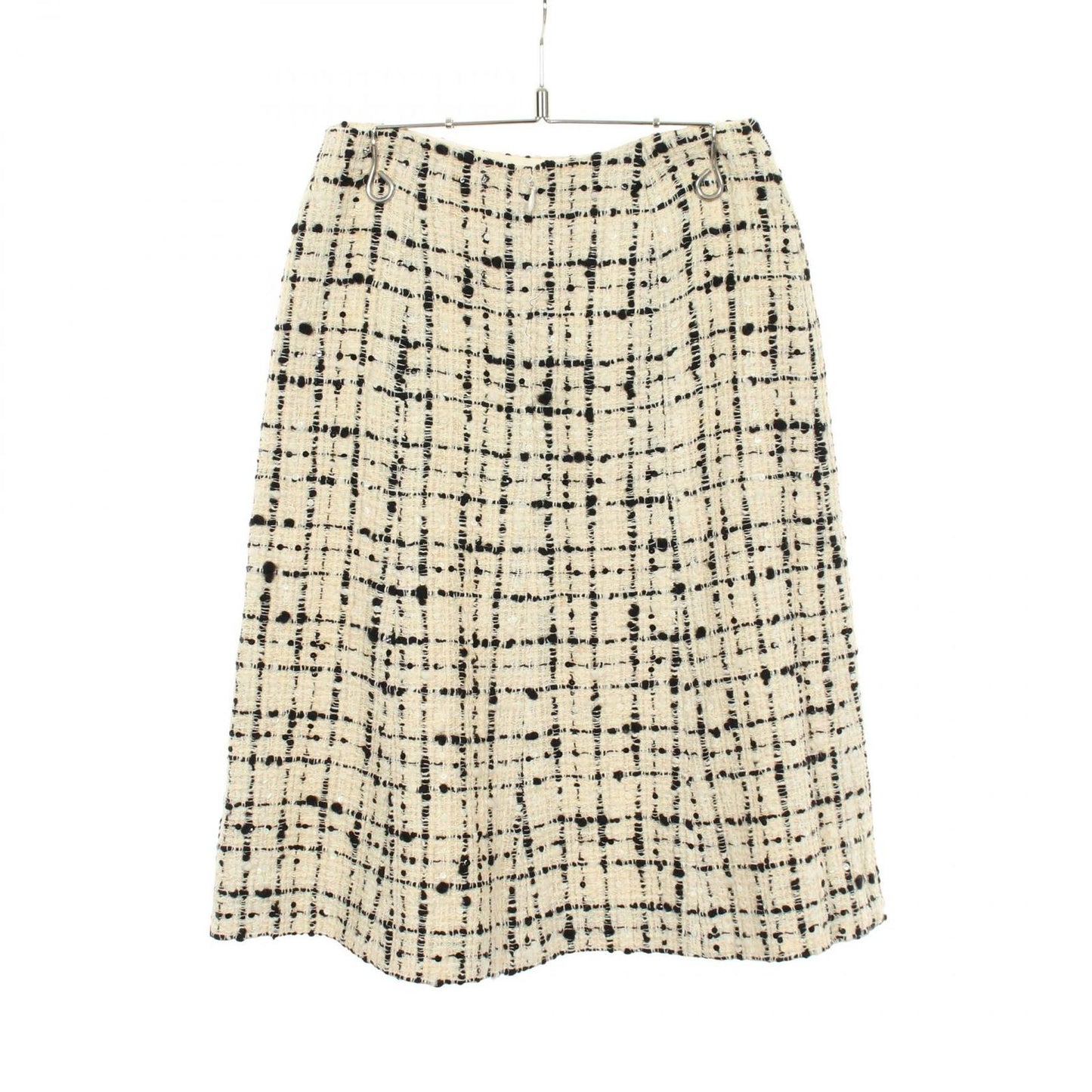 Chanel Skirt CC Logo Tweed Check Sequin Wool Vintage — view 2