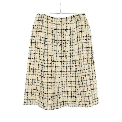 Chanel Skirt CC Logo Tweed Check Sequin Wool Vintage — view 2