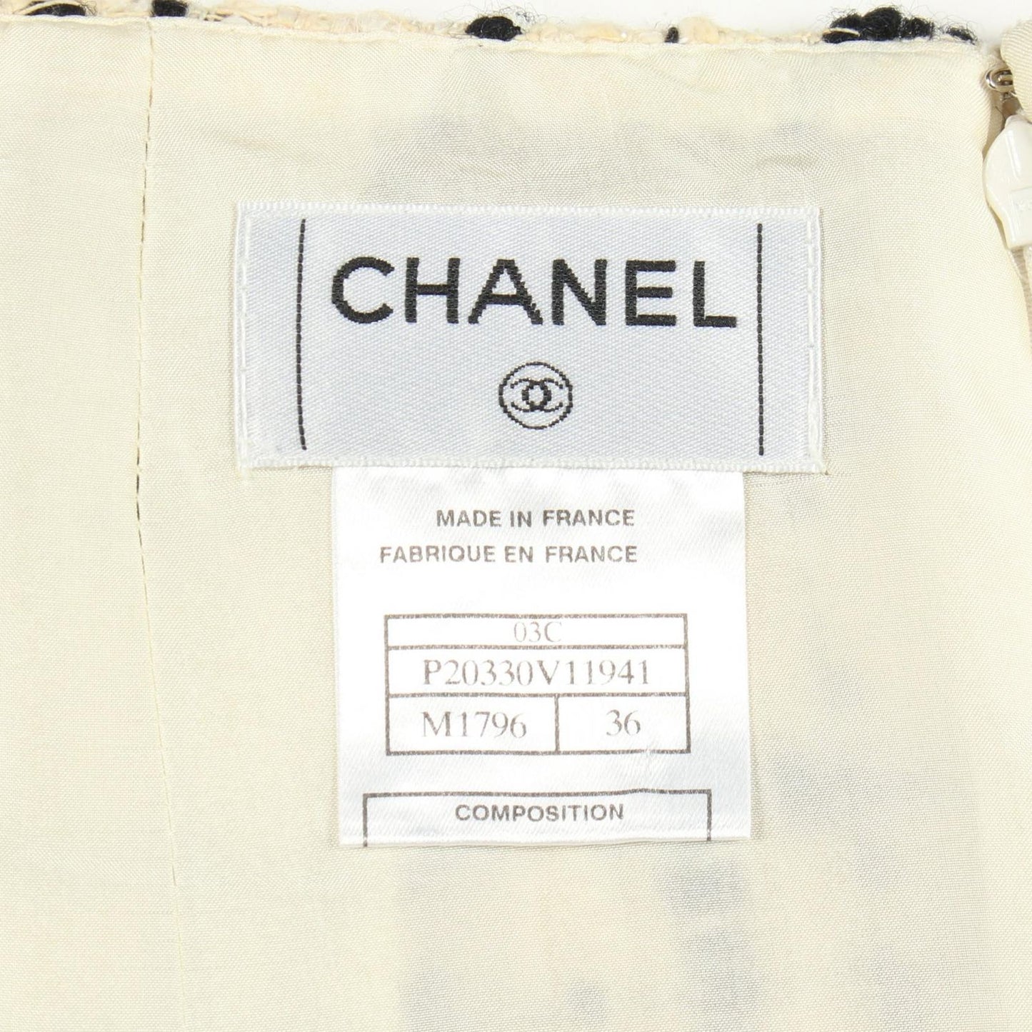 Chanel Skirt CC Logo Tweed Check Sequin Wool Vintage — view 3