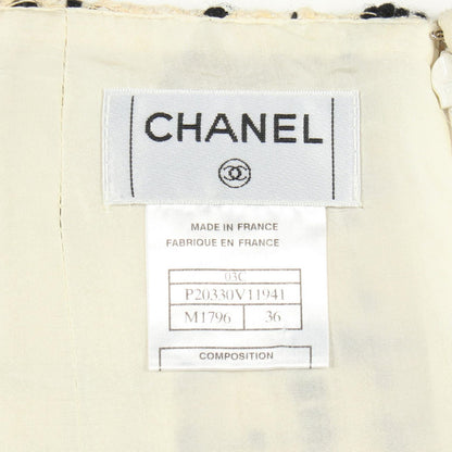 Chanel Skirt CC Logo Tweed Check Sequin Wool Vintage — view 3