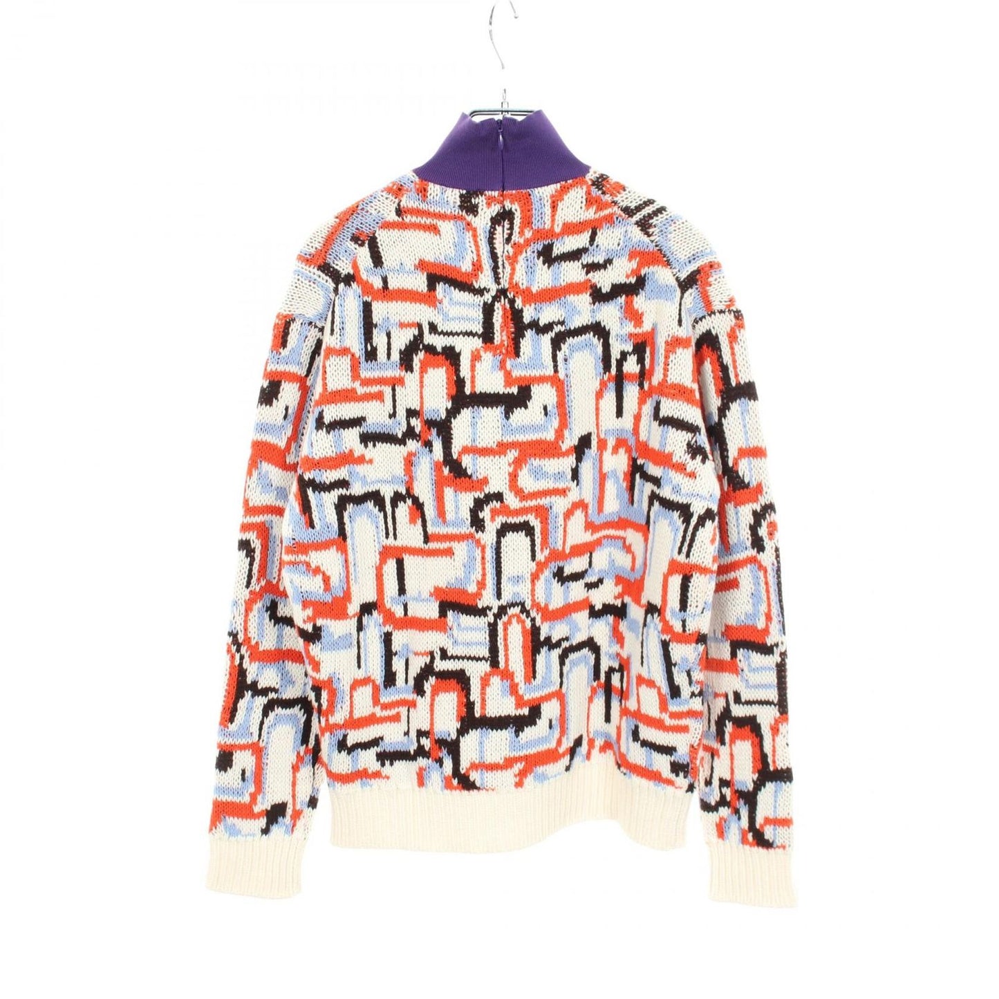 Prada Knit Geometric Motif Mock Neck White Orange Blue Wool Cashmere Abstract — view 2