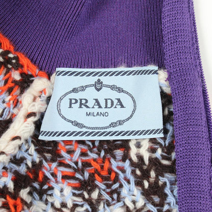 Prada Knit Geometric Motif Mock Neck White Orange Blue Wool Cashmere Abstract — view 3