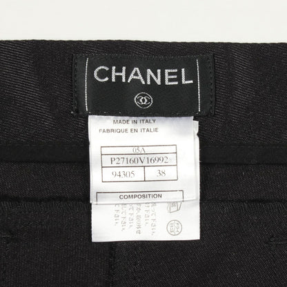 Chanel Denim Pants CC Logo Button Black Cotton — view 3