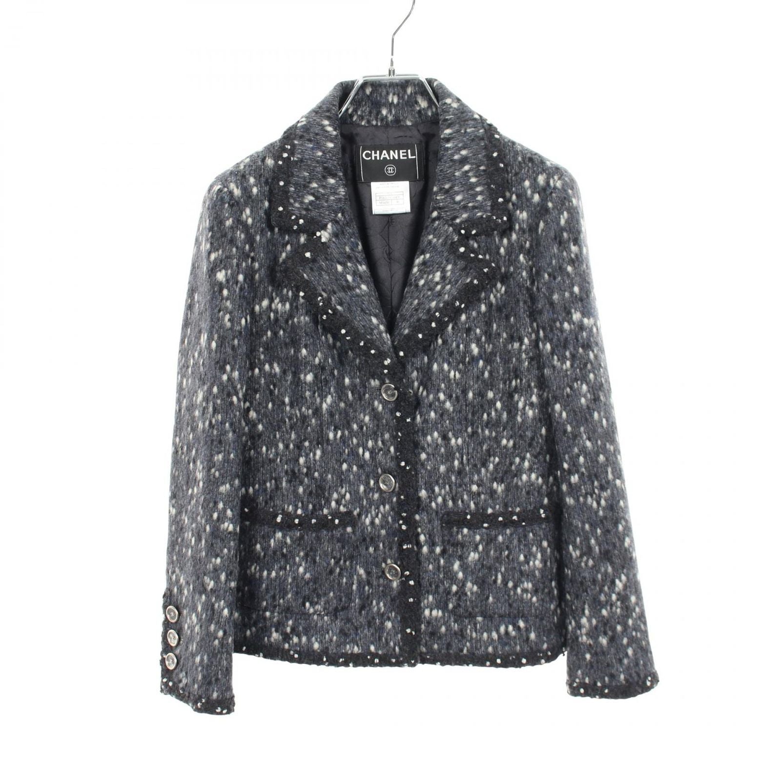 Chanel CC Logo Button Wool Nylon Jacket