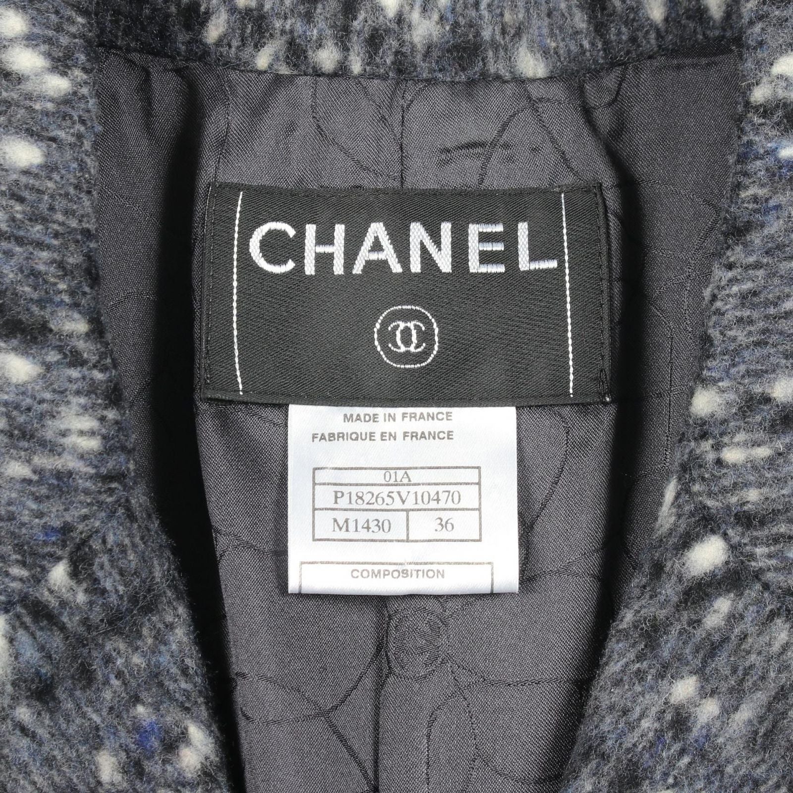 Chanel CC Logo Button Wool Nylon Jacket — view 3