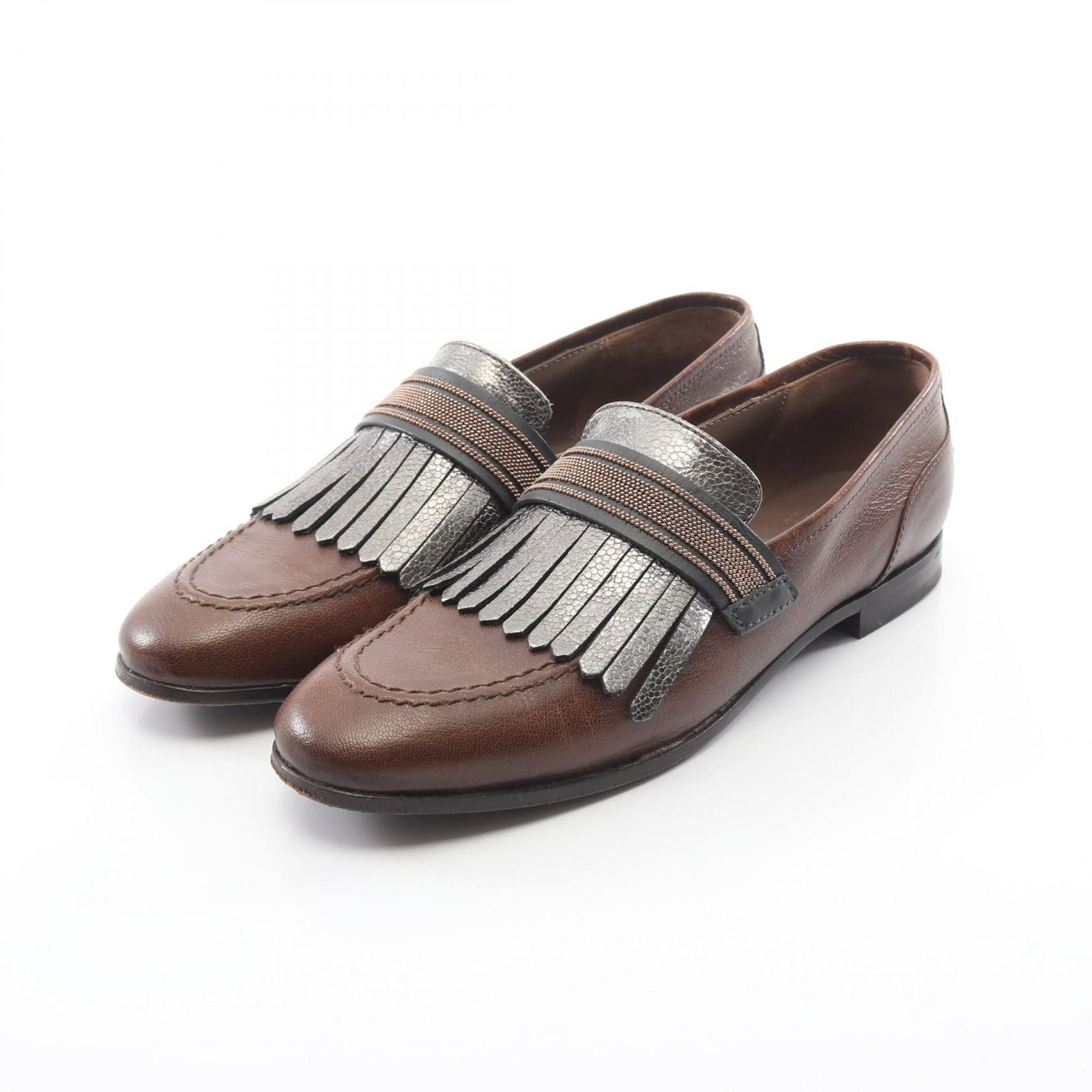 Brunello Cucinelli Loafers Fringe Leather Shoes