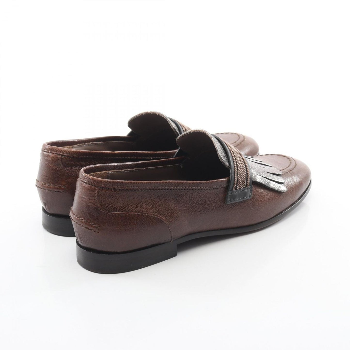 Brunello Cucinelli Loafers Fringe Leather Shoes — view 2