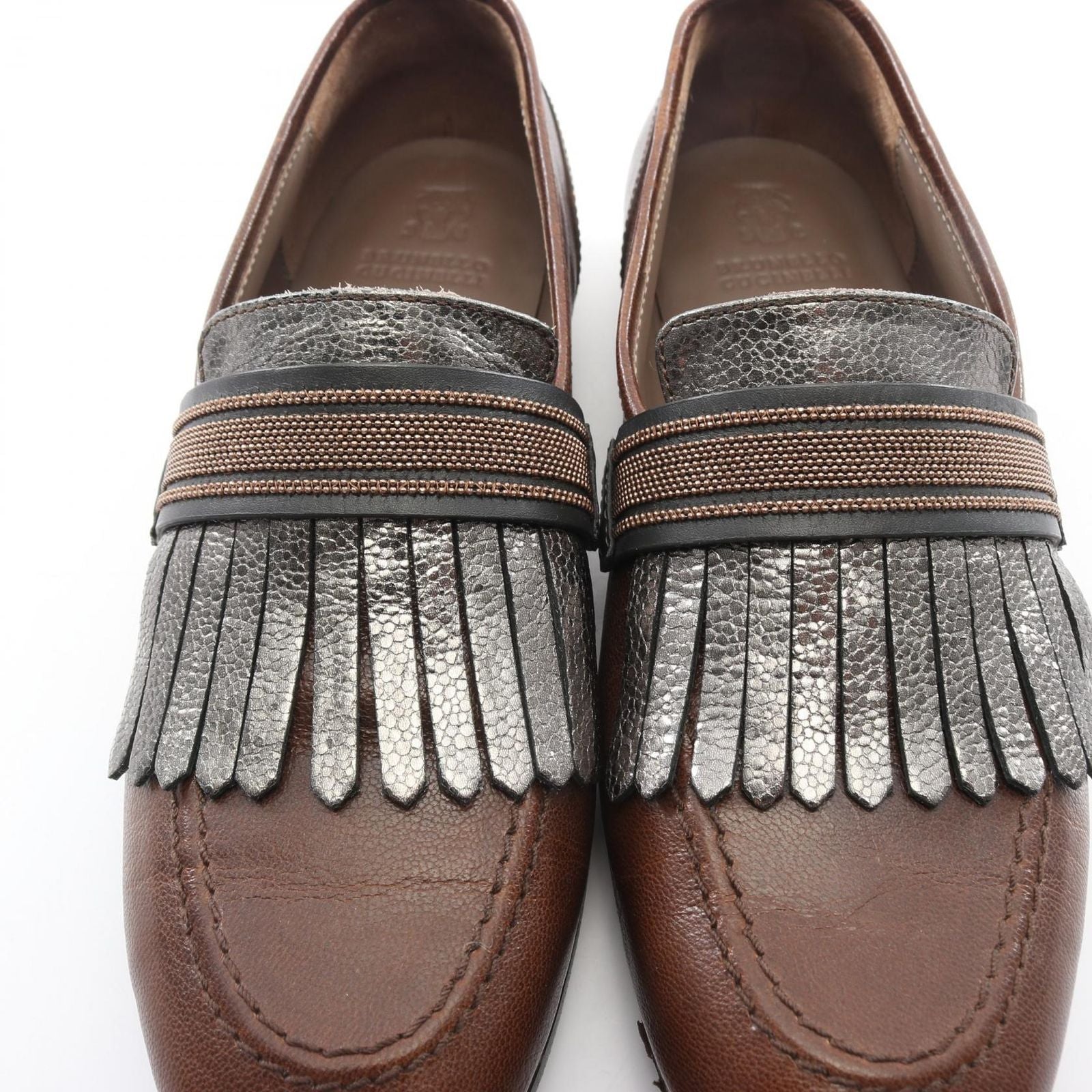 Brunello Cucinelli Loafers Fringe Leather Shoes — view 7