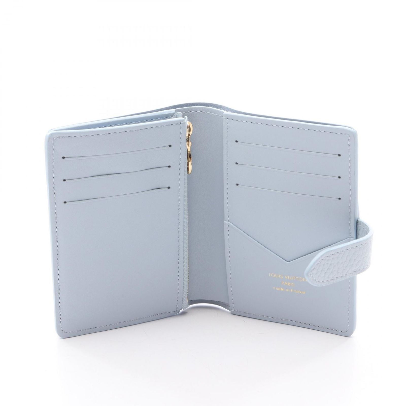Louis Vuitton Bifold Wallet LV Vertical Compact Blue Olympe Leather — view 3