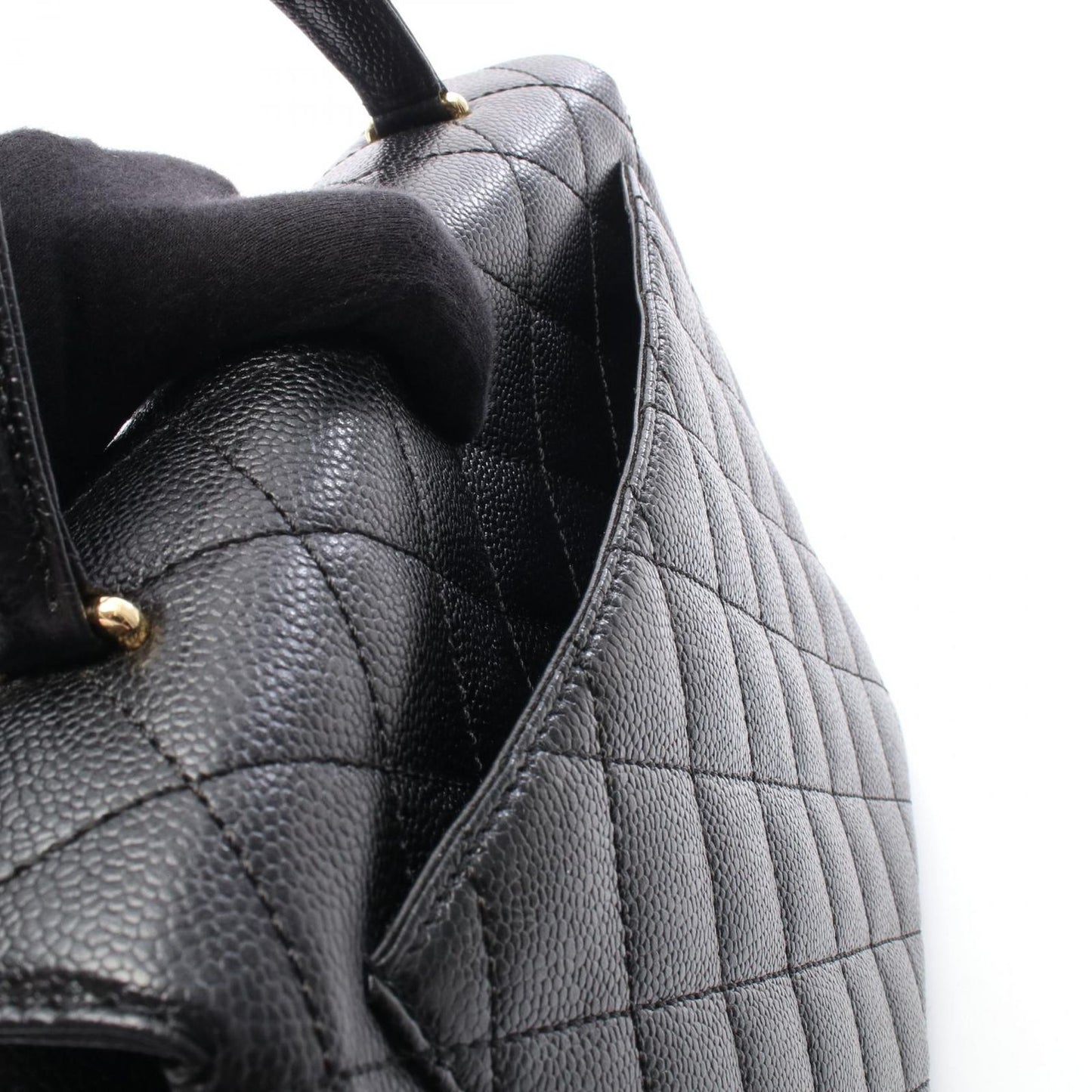 Chanel Handbag Quilted Black Caviar Leather Top Handle — view 6