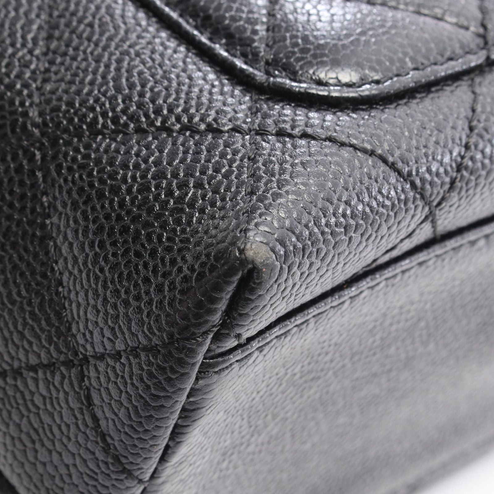 Chanel Handbag Quilted Black Caviar Leather Top Handle — view 8