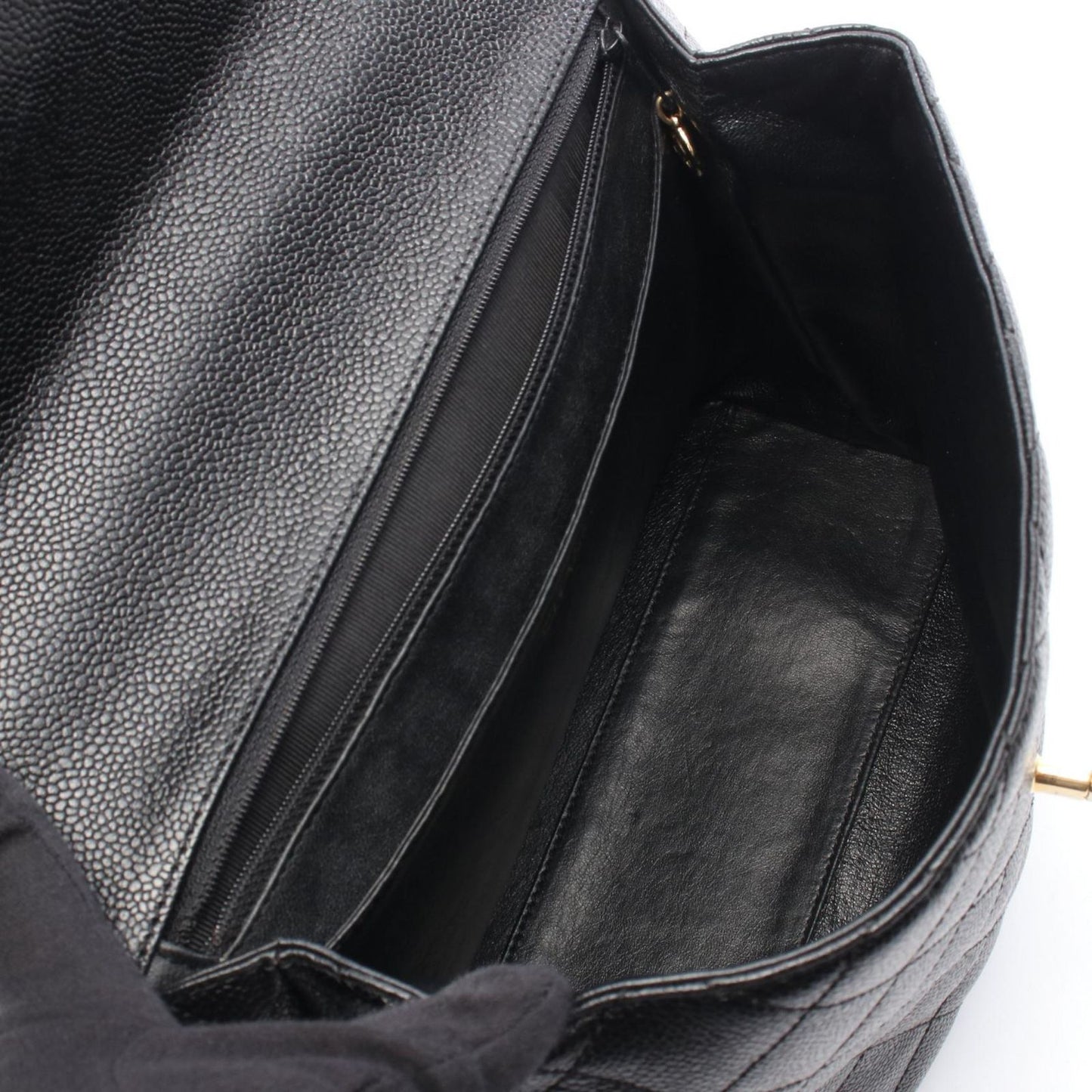 Chanel Handbag Quilted Black Caviar Leather Top Handle — view 3
