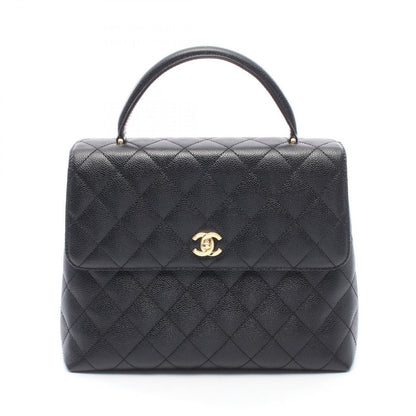 Chanel Handbag Quilted Black Caviar Leather Top Handle