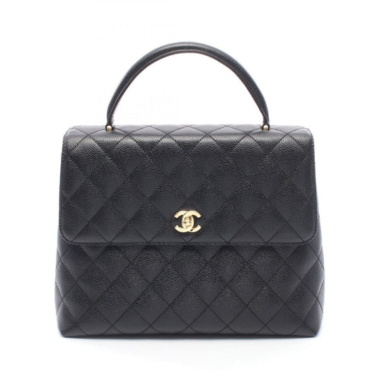 Chanel Handbag Quilted Black Caviar Leather Top Handle