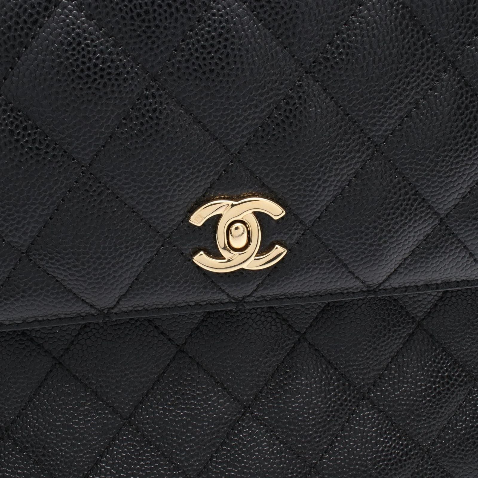 Chanel Handbag Quilted Black Caviar Leather Top Handle — view 9