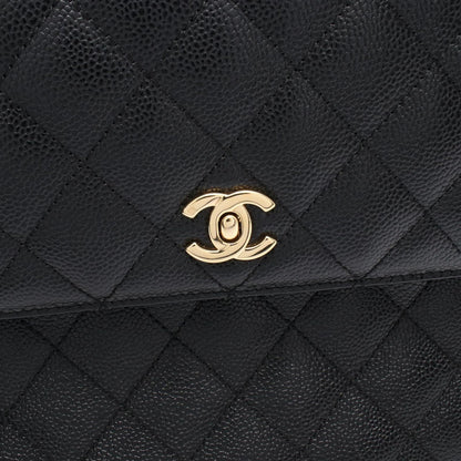 Chanel Handbag Quilted Black Caviar Leather Top Handle — view 9
