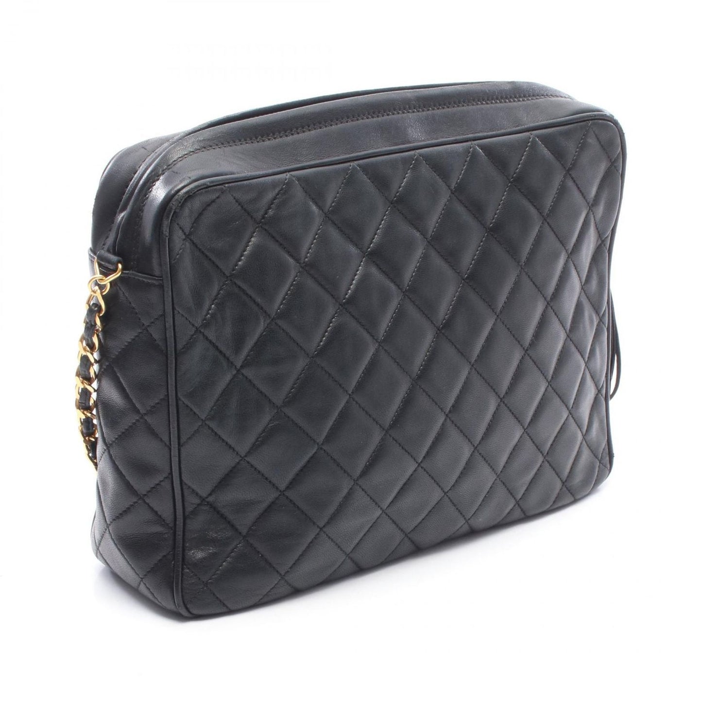 Chanel Shoulder Bag Quilted Tassel Black Lambskin Fringe Chain — view 2