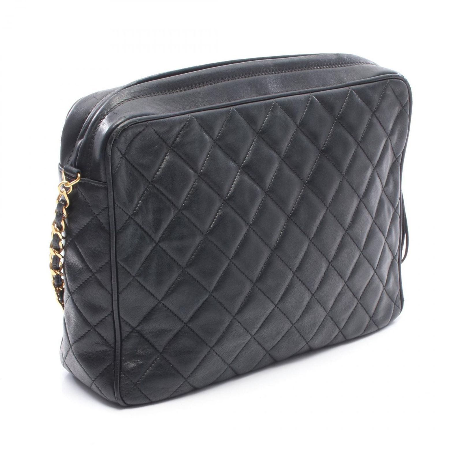 Chanel Shoulder Bag Quilted Tassel Black Lambskin Fringe Chain — view 2