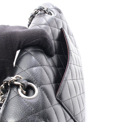 Chanel Shoulder Bag Quilted Double Flap Black Caviar Leather Chain — view 6