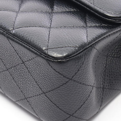 Chanel Shoulder Bag Quilted Double Flap Black Caviar Leather Chain — view 9