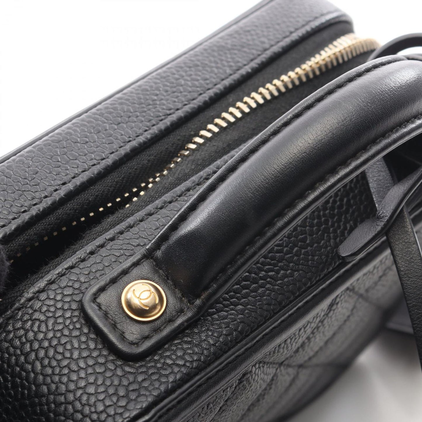 Chanel Shoulder Bag CC Figuri Small Vanity Black Caviar Leather CC Quilted Chain — view 9