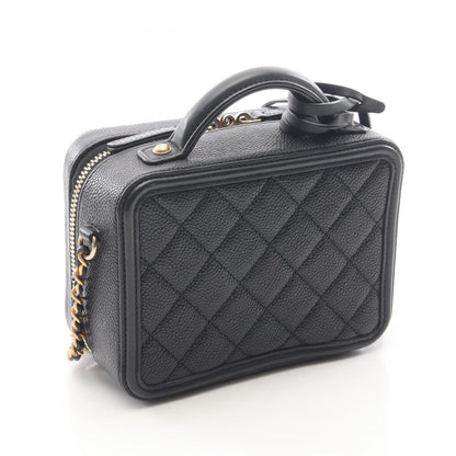 Chanel Shoulder Bag CC Figuri Small Vanity Black Caviar Leather CC Quilted Chain — view 2