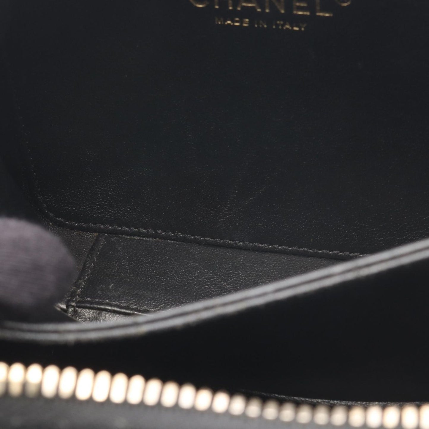 Chanel Shoulder Bag CC Figuri Small Vanity Black Caviar Leather CC Quilted Chain — view 6