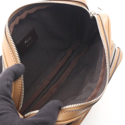 Fendi Shoulder Bag Shadow Diagonal Duo Zucca Dark Brown Beige Canvas Leather — view 3
