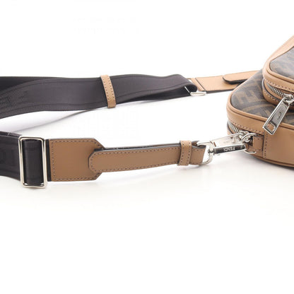 Fendi Shoulder Bag Shadow Diagonal Duo Zucca Dark Brown Beige Canvas Leather — view 5