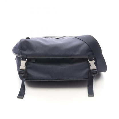 Prada Shoulder Bag Re-Nylon Navy Nylon Saffiano Leather Triangle Logo
