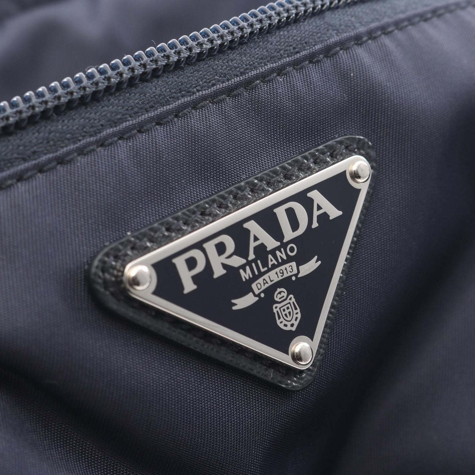 Prada Shoulder Bag Re-Nylon Navy Nylon Saffiano Leather Triangle Logo — view 8