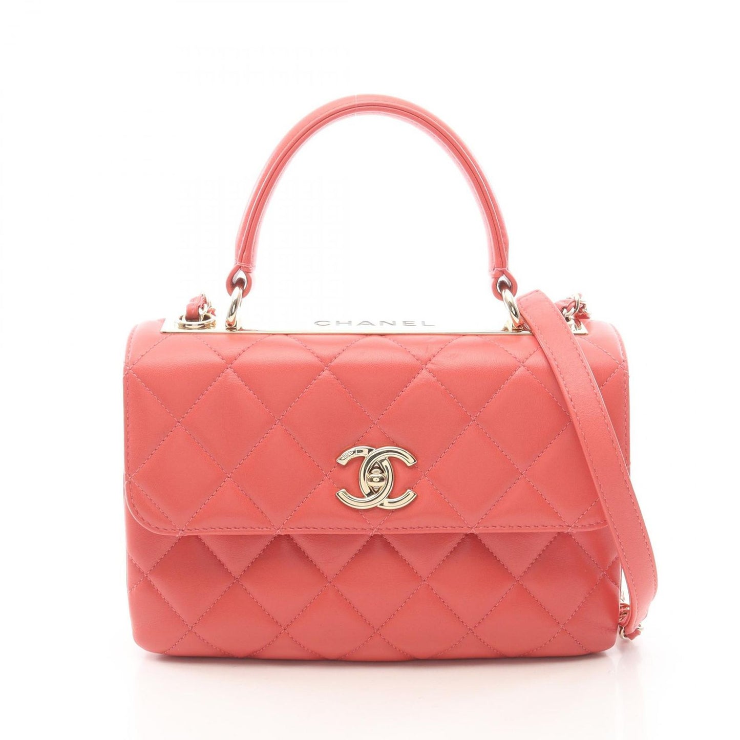 Chanel Shoulder Bag Trendy CC Bag Small Top Handle Flap 2-Way Pink Lambskin CC