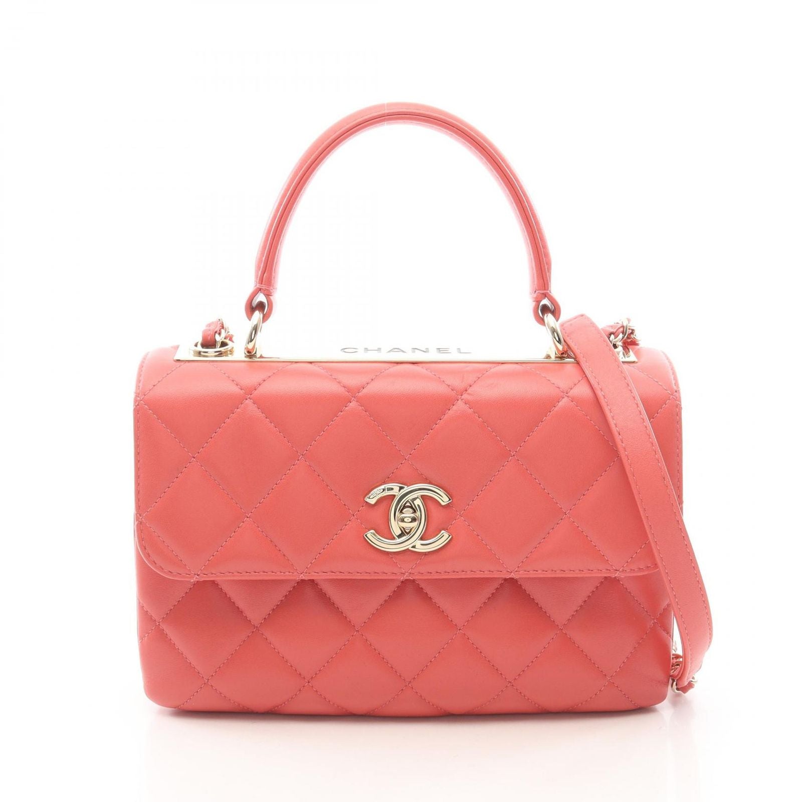 Chanel Shoulder Bag Trendy CC Bag Small Top Handle Flap 2-Way Pink Lambskin CC