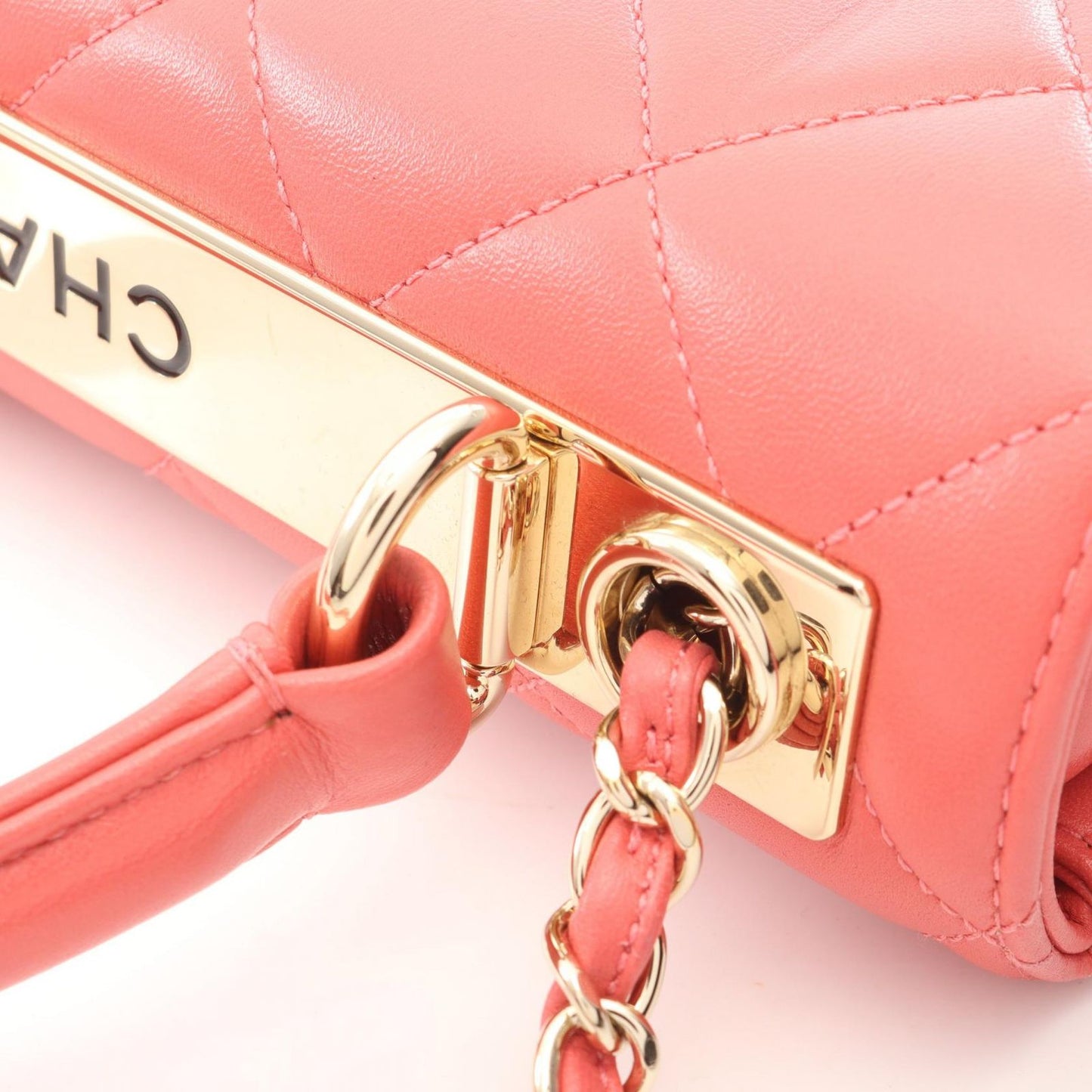 Chanel Shoulder Bag Trendy CC Bag Small Top Handle Flap 2-Way Pink Lambskin CC — view 9