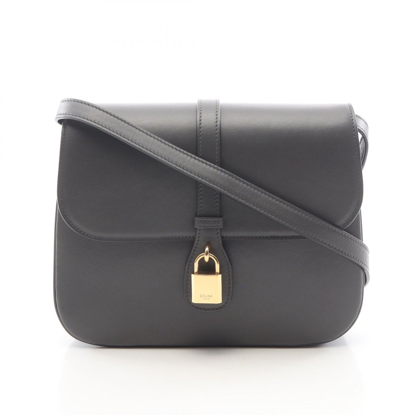 Celine Shoulder Bag Medium Tabou Charcoal Gray Leather Midi