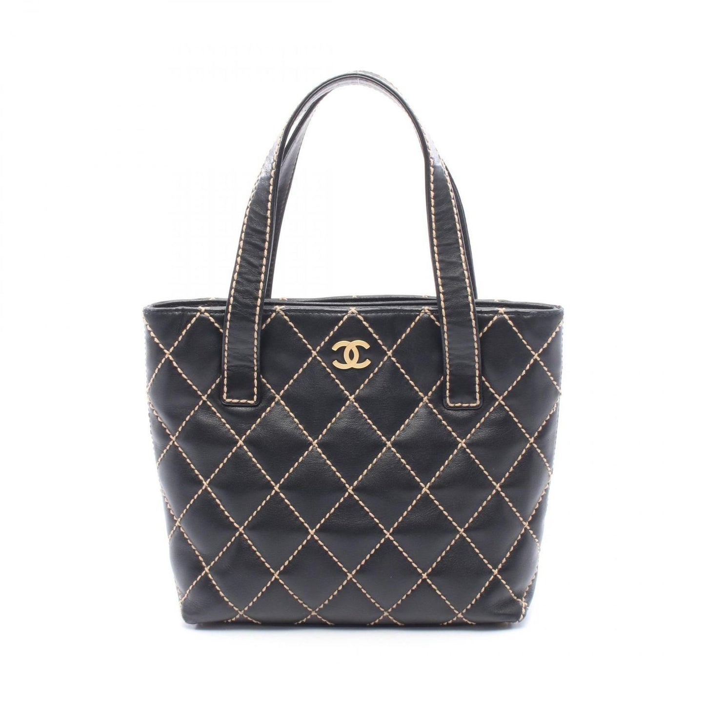 Chanel Tote Wild Stitch Black Leather Handbag