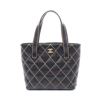 Chanel Tote Wild Stitch Black Leather Handbag