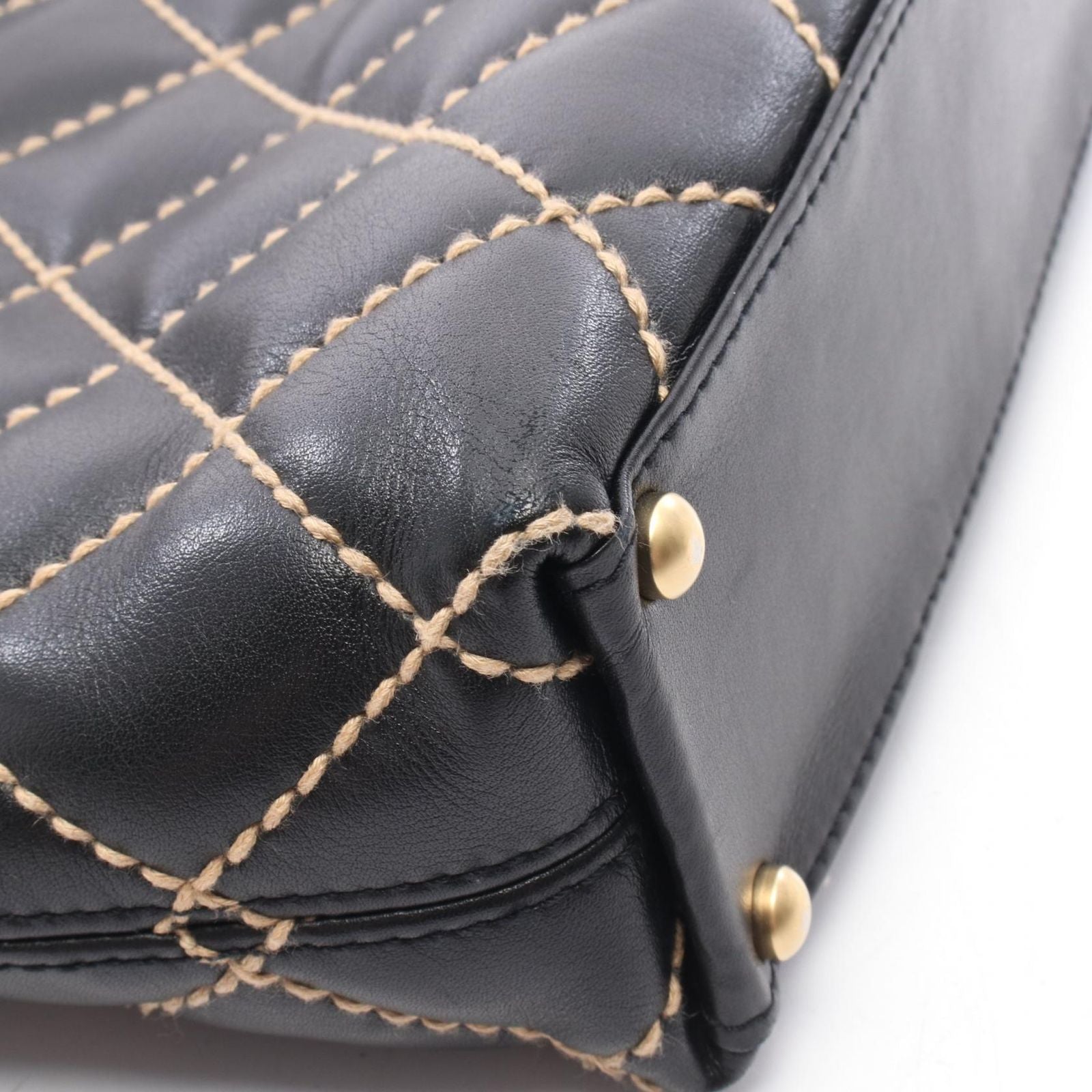 Chanel Tote Wild Stitch Black Leather Handbag — view 7