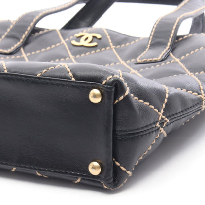 Chanel Tote Wild Stitch Black Leather Handbag — view 8