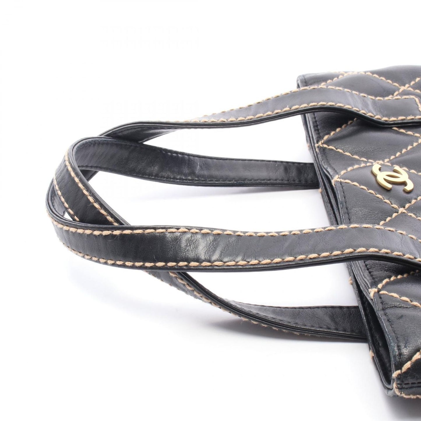 Chanel Tote Wild Stitch Black Leather Handbag — view 6